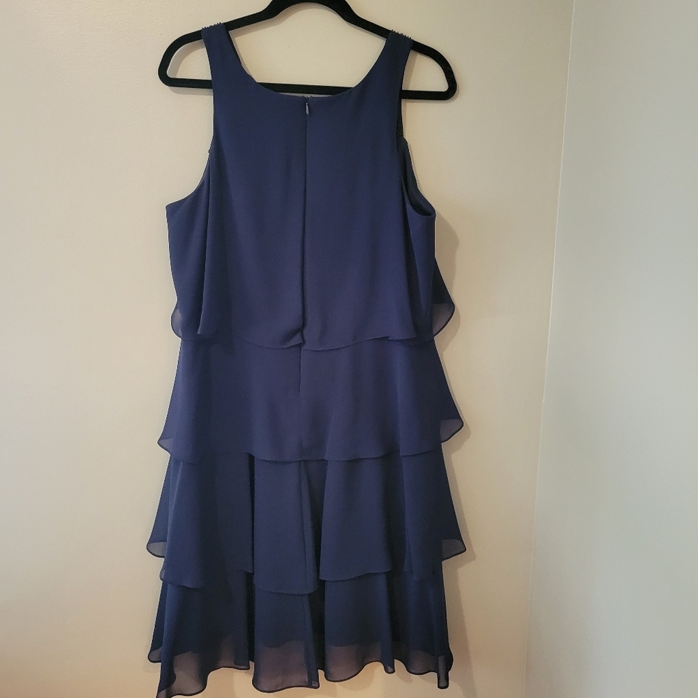 S.L. Fashions Navy Blue Tiered Mini Formal Party Dress. Size 14 - Picture 4 of 10